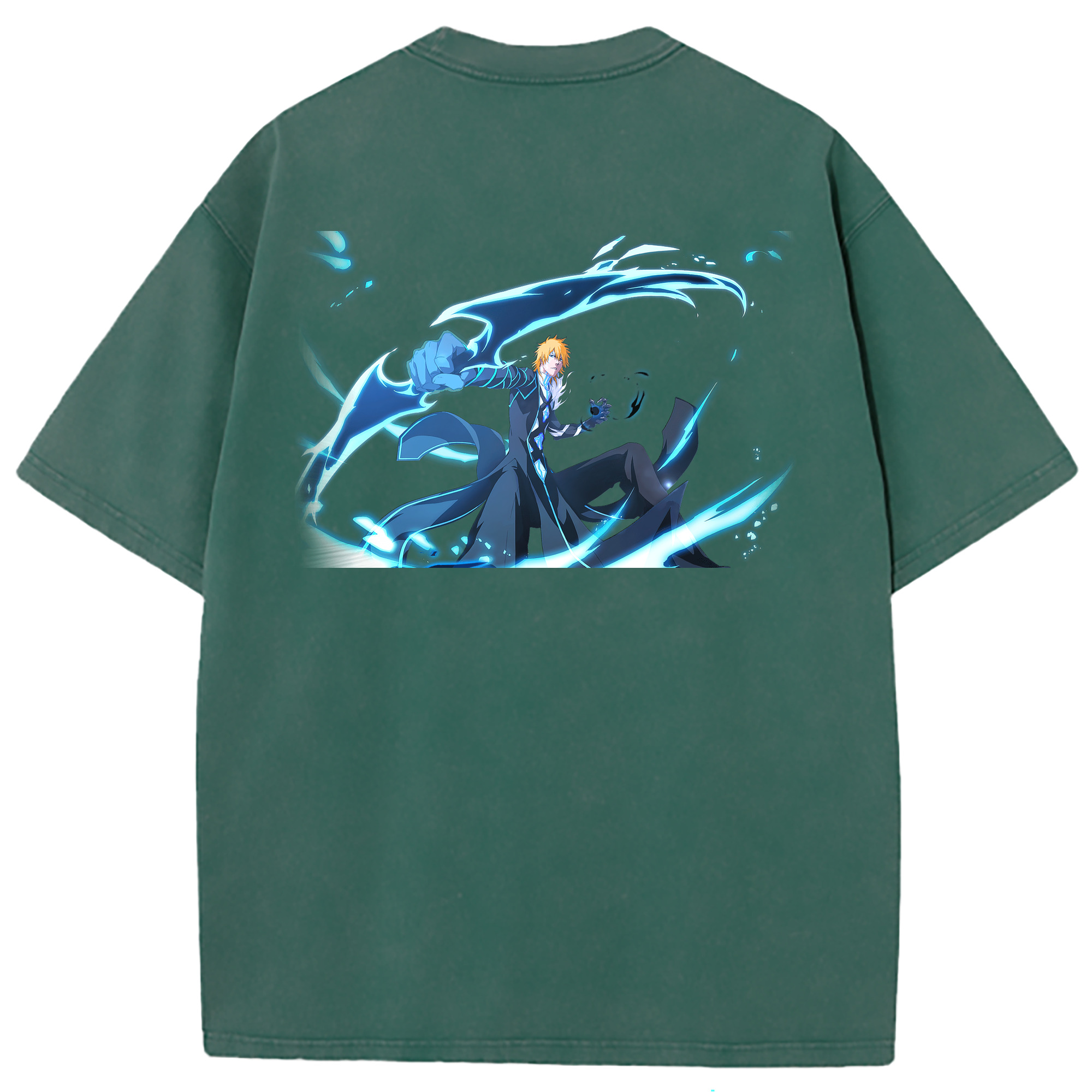 （画像用） ブリーチ 黒崎一護（くろさき いちご）BLEACH Kurosaki Ichigo 綿100% ヴィンテージ風 半袖Tシャツ（背面プリント）
